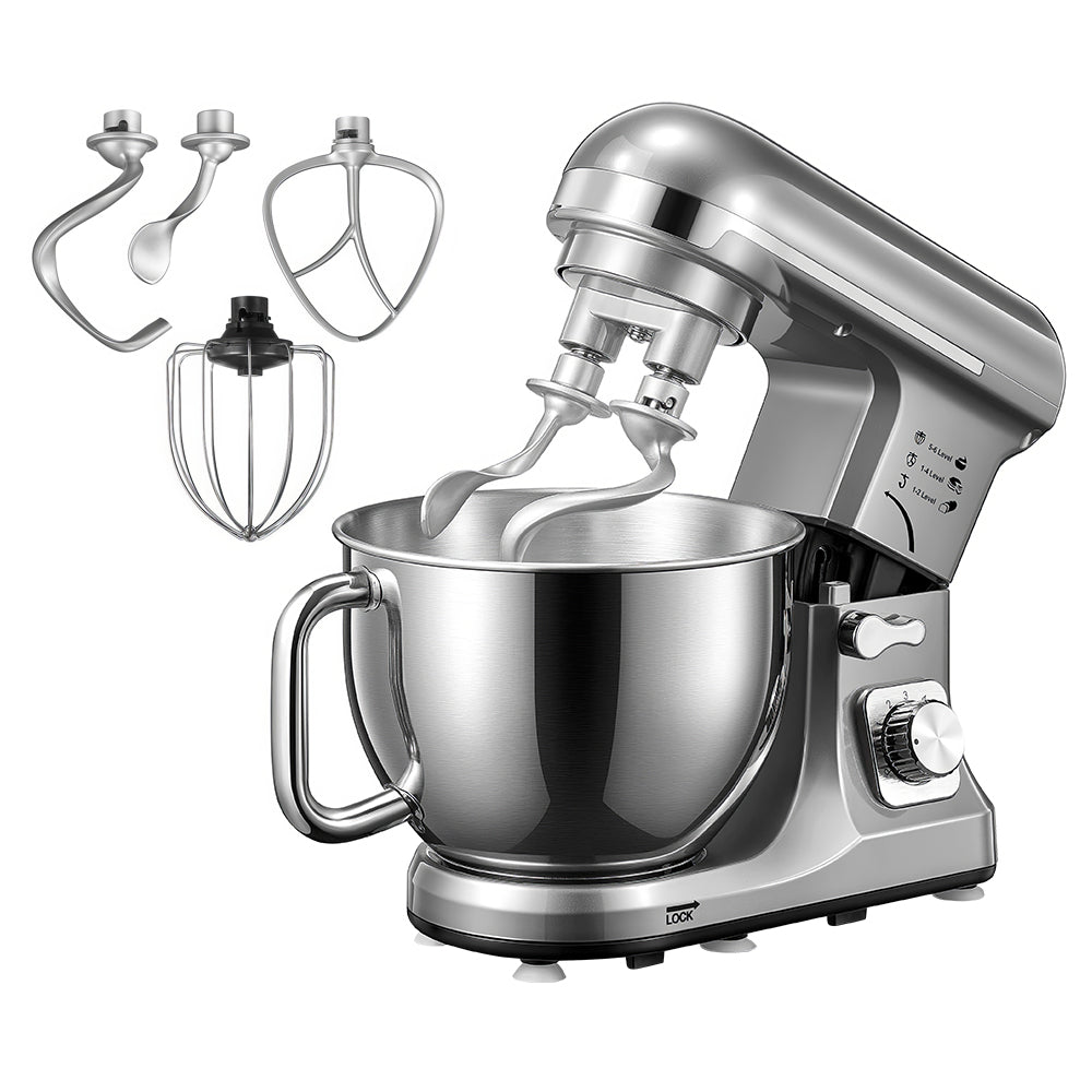 6-Speed Stand Mixer with Double Dough Hooks, 5.5Qt Tilt-Head Bowl