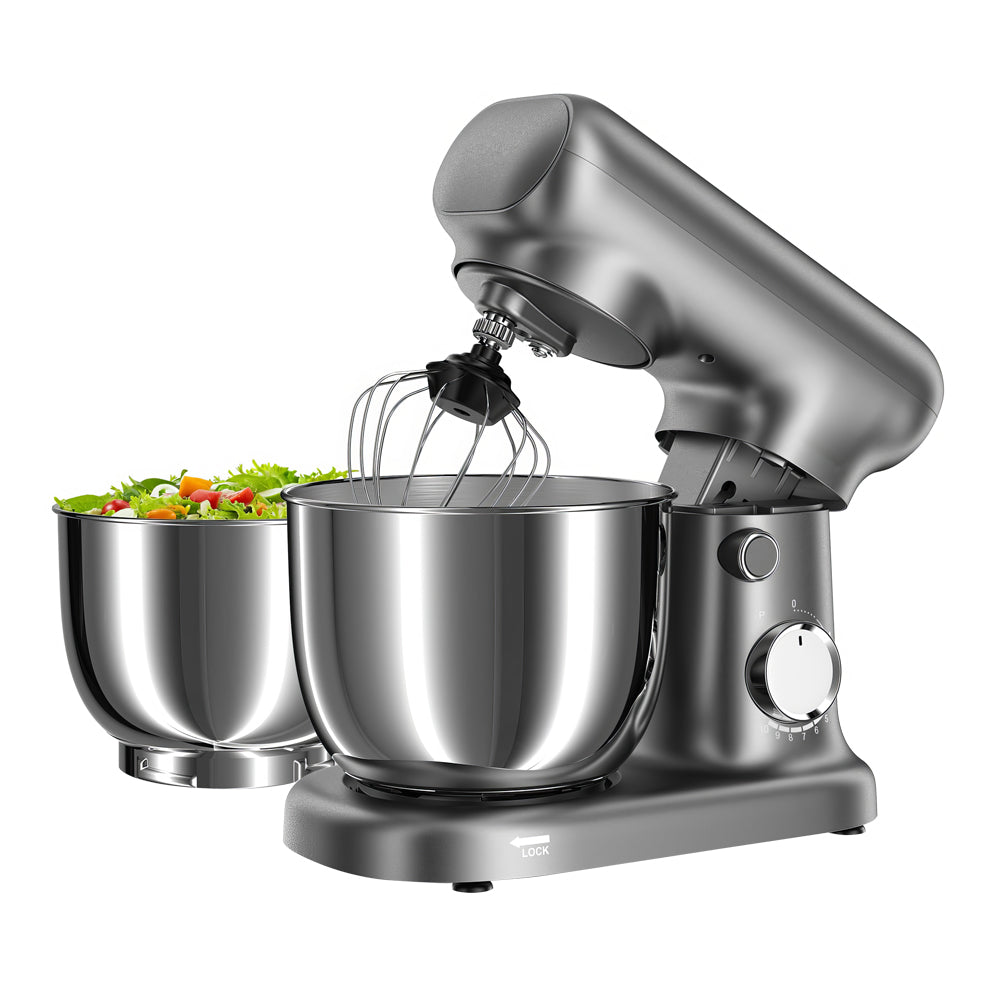 Dual Bowl Stand Mixer 300W, 10-Speed Electric Kitchen Food Mixer
