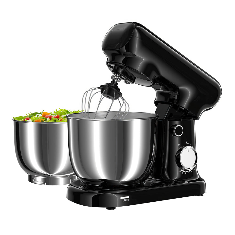 Dual Bowl Stand Mixer 300W, 10-Speed Electric Kitchen Food Mixer