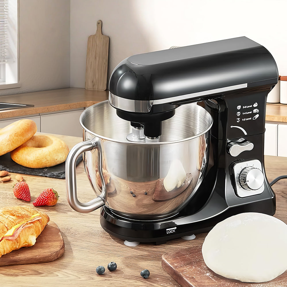 6-Speed Stand Mixer with Double Dough Hooks, 5.5Qt Tilt-Head Bowl